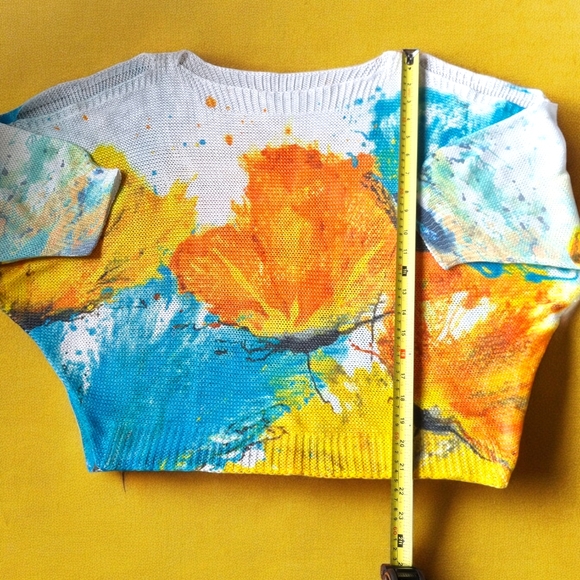 Luisa Ricci Abstract Floral Cold Shoulder Lightweight Sweater Made in Italy 🇮🇹 - Picture 5 of 8